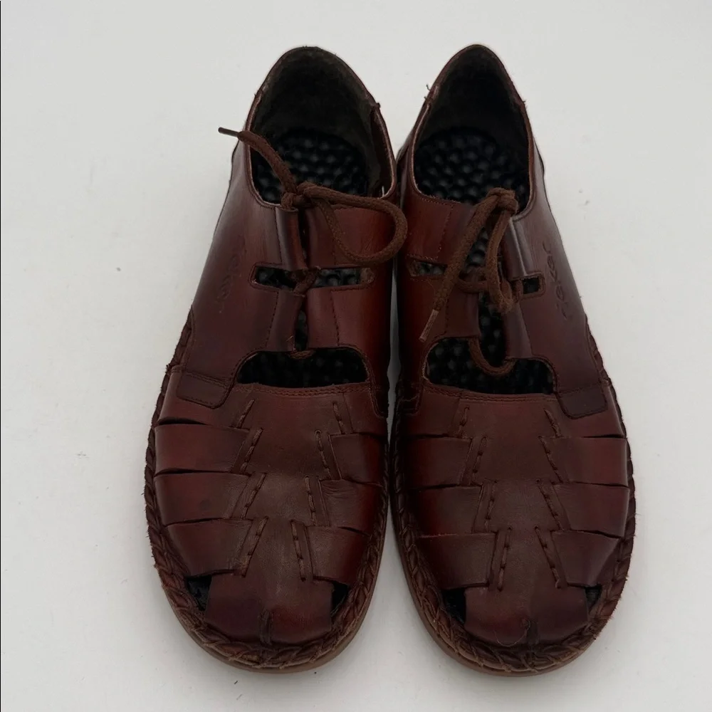 Rieker  Brown Leather fisher Sandals women 41 lace up retro casual Y2K vacation